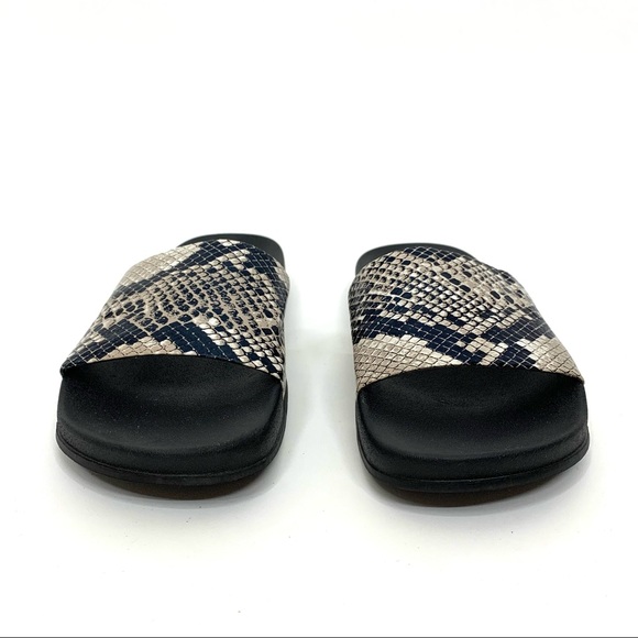 Marc Fisher Python Snakeskin Print Slides Black & Light Tan To Cream Size 7 - Picture 3 of 9